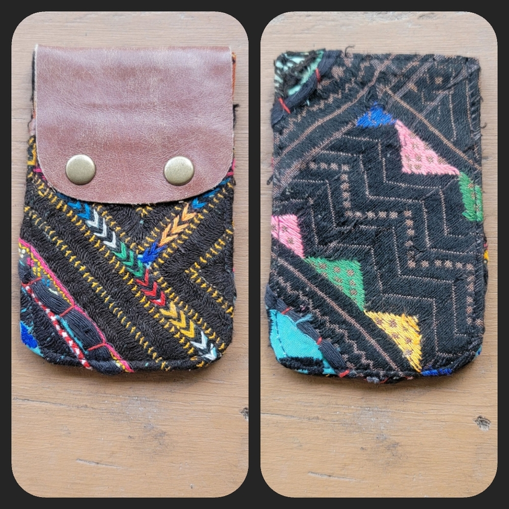 🍳🧠 Free People Boho Embroidered Repurposed vtg banjara Wallet Card Case